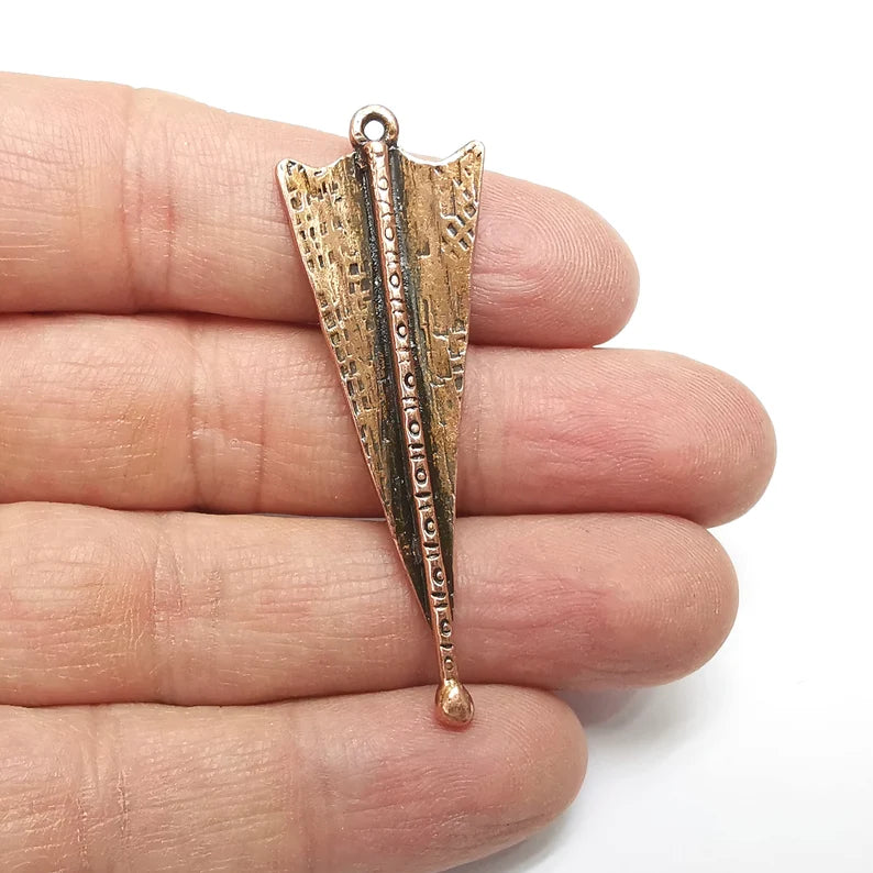 Triangle Charms, Wing Charms, Antique Copper Plated (57x19mm) G34932