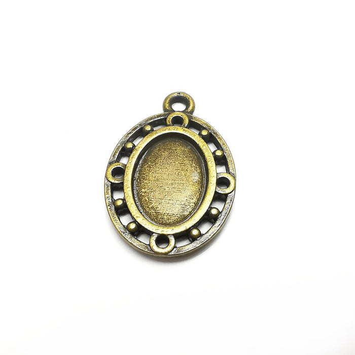 Oval Pendant Blanks, Resin Bezel Bases, Mosaic Mountings, Dry flower Frame, Polymer Clay base, Antique Bronze Plated (18x13mm) G34810