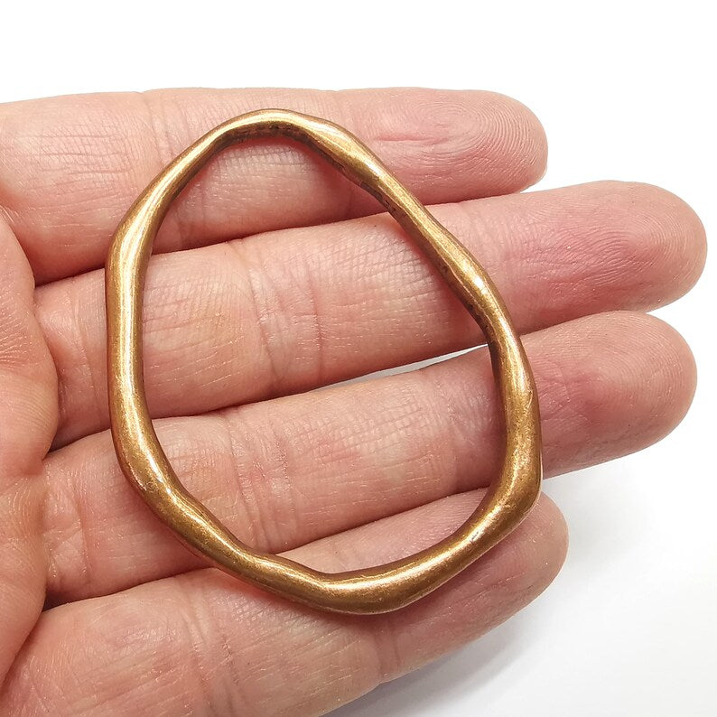 Oval Hoop Jewelry Connector Findings Antique Copper Plated Charms (60x48mm) G34813