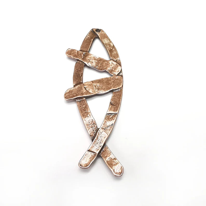 Fish Pendant, Nautical Pendant, Antique Copper Plated (91x31mm) G34956