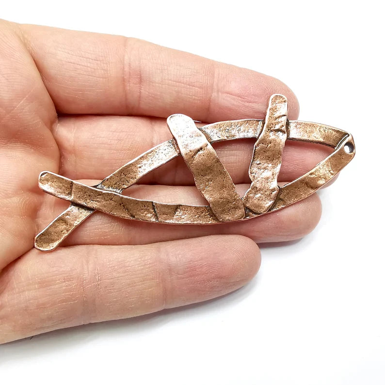 Fish Pendant, Nautical Pendant, Antique Copper Plated (91x31mm) G34956
