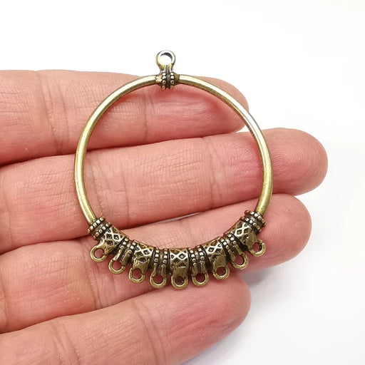 Circle Connector, Multi Hole Earring Parts, Spacer, Antique Bronze Plated Dangle Charms (55x45mm) G26681