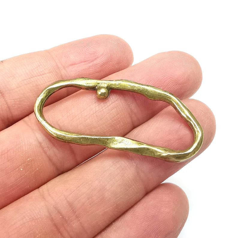 Hammered Oval Findings Antique Bronze Plated (48x22mm) G34820