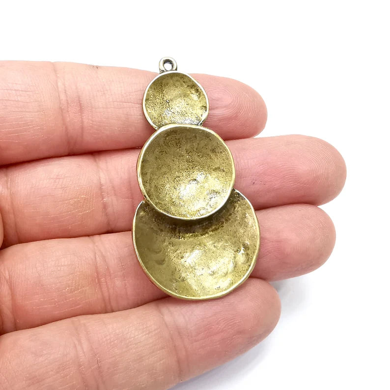 Disc Charms, Antique Bronze Plated (55x28mm) G34823