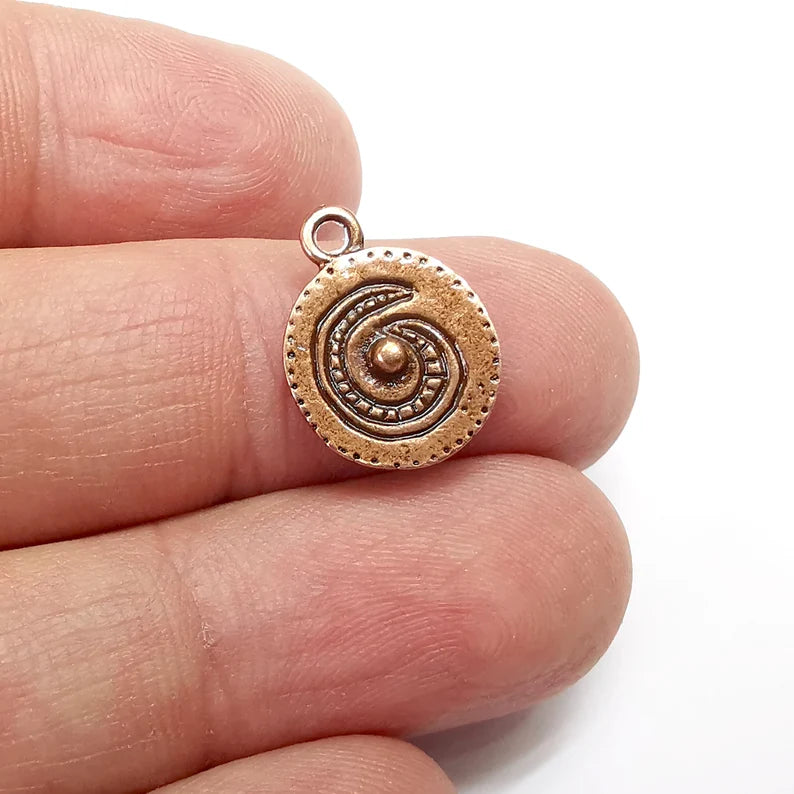 4 Disc Charms, Antique Copper Plated (17x13mm) G34824