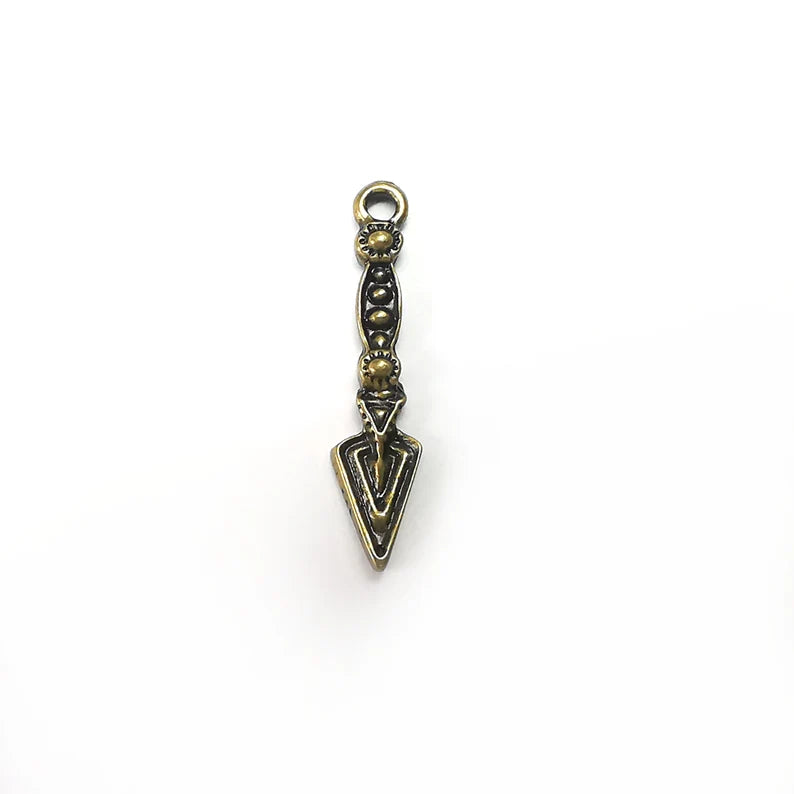 5 Arrow, Spike Dangle Charms Antique Bronze Plated Charms (31x7mm) G34829