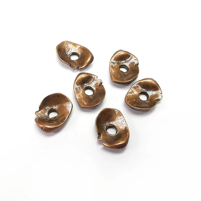 5 Curved Disc, Connector Middle Hole Charms, Antique Copper Plated Charms (13x9mm) G34830