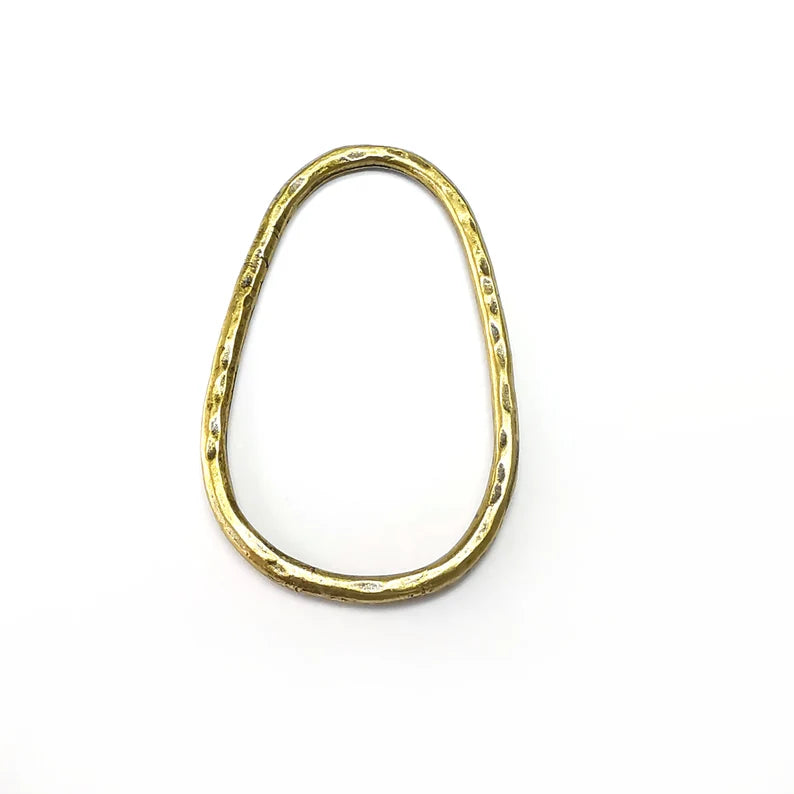 Hammered Findings, Oval Connector, Antique Bronze Plated (52x31mm) G34974