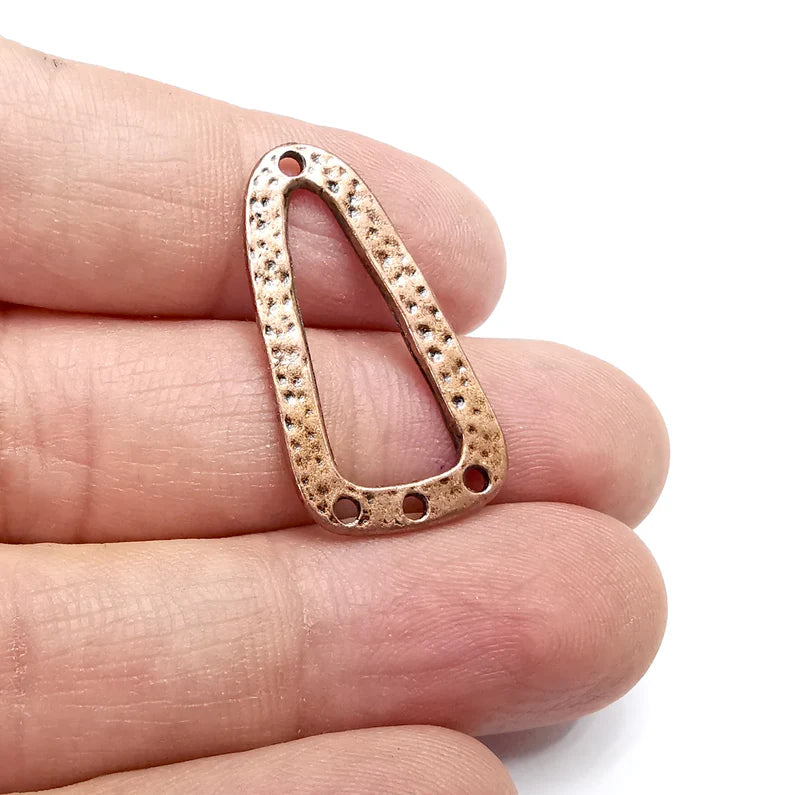 2 Pcs Hammered Connector Charms Antique Copper Plated Charms (32x17mm) G34835