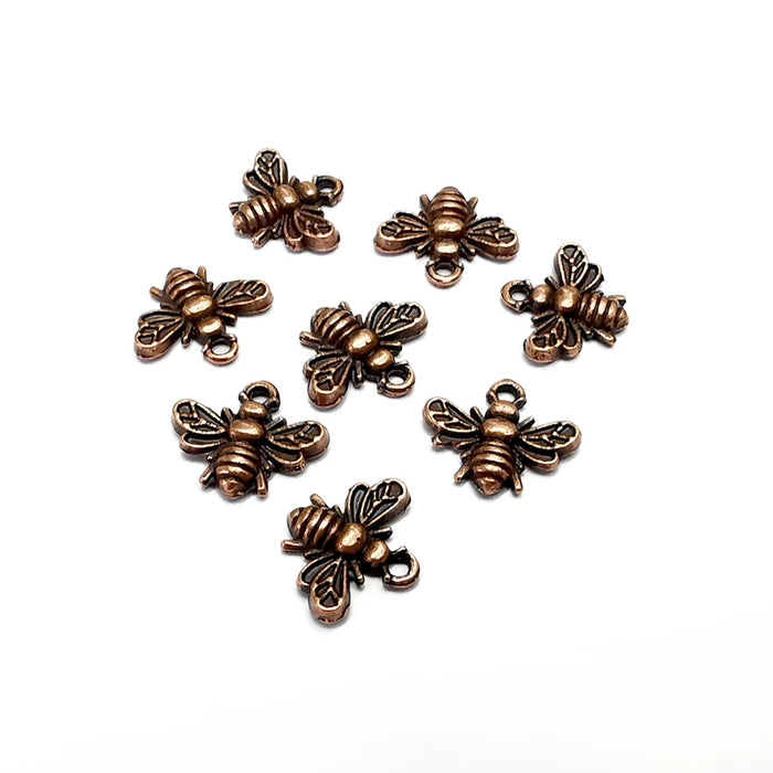 5 Bee Charms Antique Copper Plated Charms (13x11mm) G34837