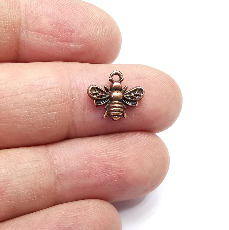 5 Bee Charms Antique Copper Plated Charms (13x11mm) G34837
