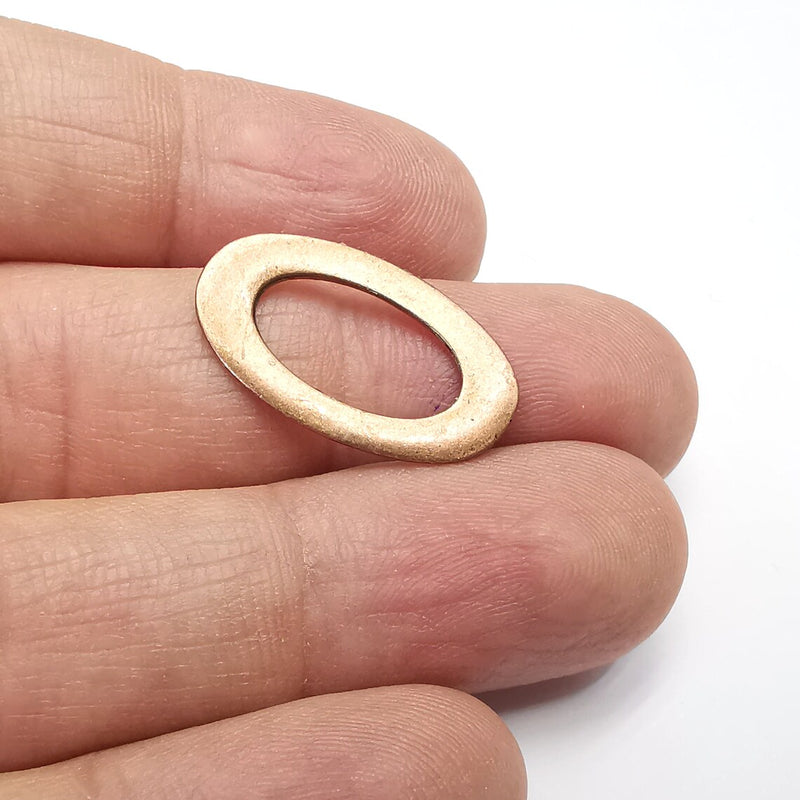 5 Oval Connector Charms Antique Copper Plated Findings (24x14mm) G34839