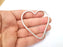 Big Heart Pendant, Large Heart, Hollow Heart Earring, Heart Frame, Heart Locket, Heart Medallion, Antique Silver Plated Metal 66x61mm G34999