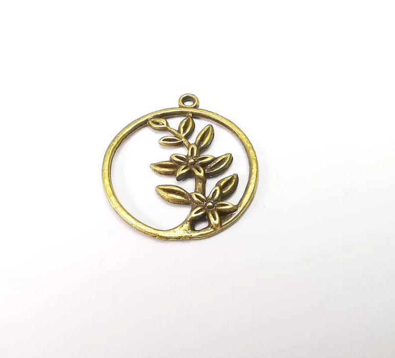 Flower Leaf Charms, Bronze Floral Charms, Earring Charms, Bronze Pendant, Necklace Pendant, Antique Bronze Plated Metal 31x28mm G35002
