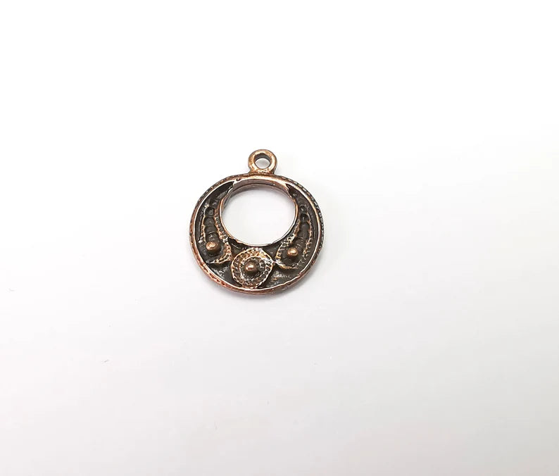 4 Copper Mystic Charms, Baroque Charms, Ethnic Earring Charms, Copper Rustic Pendant, Necklace Parts, Antique Copper Plated 20x16mm G35014