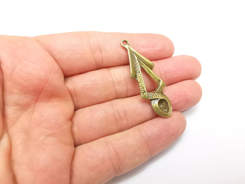 Bronze Dangle Charms, Unique Pendants, Earring Charms, Jewelry Components, Necklace Parts, Antique Bronze Plated Metal 48x16mm G35018