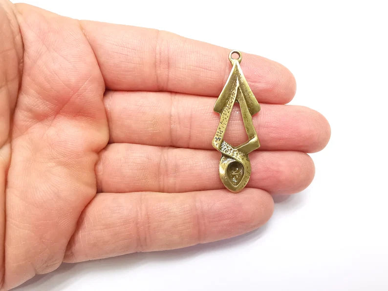 Bronze Dangle Charms, Unique Pendants, Earring Charms, Jewelry Components, Necklace Parts, Antique Bronze Plated Metal 48x16mm G35018