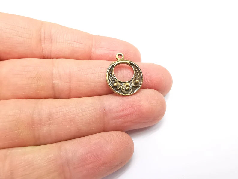5 Bronze Mystic Charms, Baroque Charms, Ethnic Earring Charms, Bronze Rustic Pendant, Necklace Parts, Antique Bronze Plated 20x16mm G35020