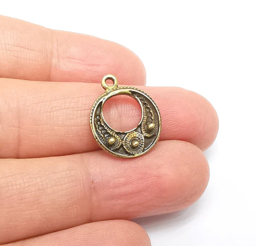5 Bronze Mystic Charms, Baroque Charms, Ethnic Earring Charms, Bronze Rustic Pendant, Necklace Parts, Antique Bronze Plated 20x16mm G35020
