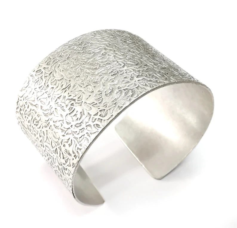 Branch Bracelet, Bezel Cuff, Blank Mountings, Bangle Base, Antique Silver Plated Brass Adjustable Bracelet (40mm) G35024