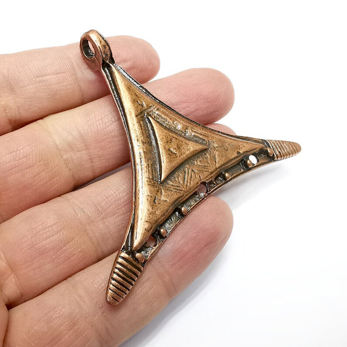 Triangle Pendant Connector Antique Copper Plated Pendant (76mm) G34841