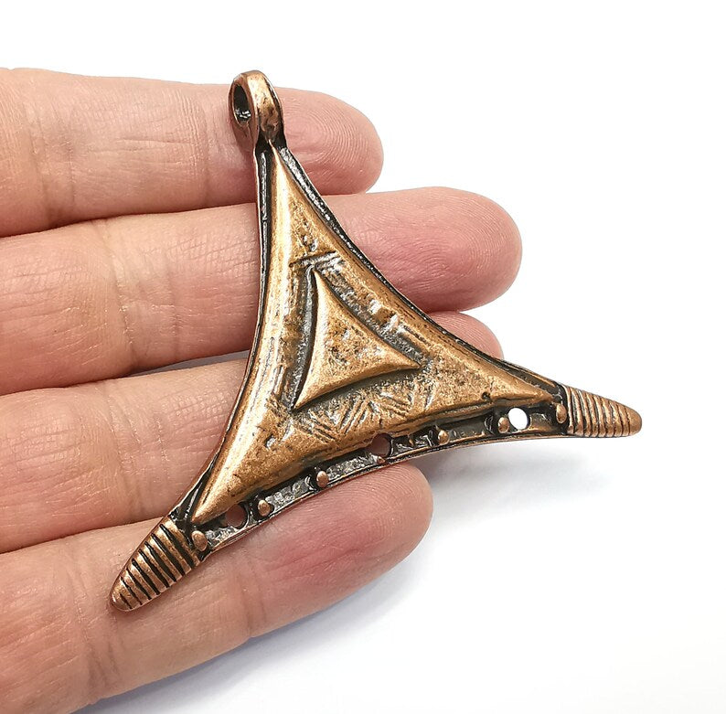 Triangle Pendant Connector Antique Copper Plated Pendant (76mm) G34841