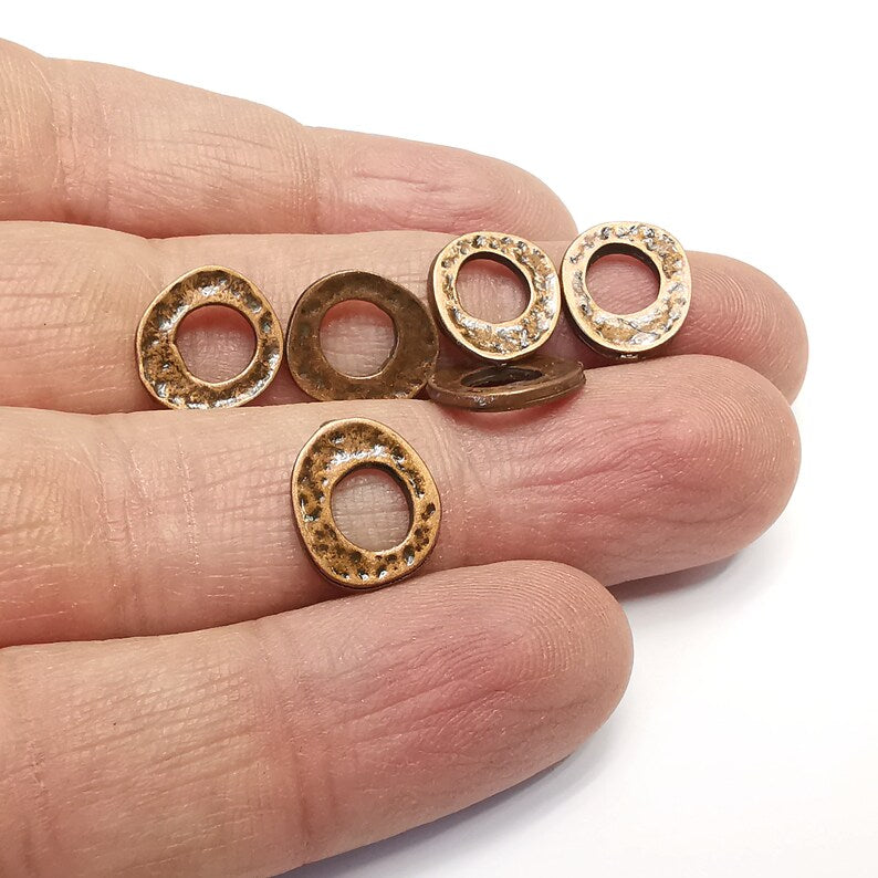 5 Round Circle Disc Connector Findings Antique Copper Plated (12mm) G34842