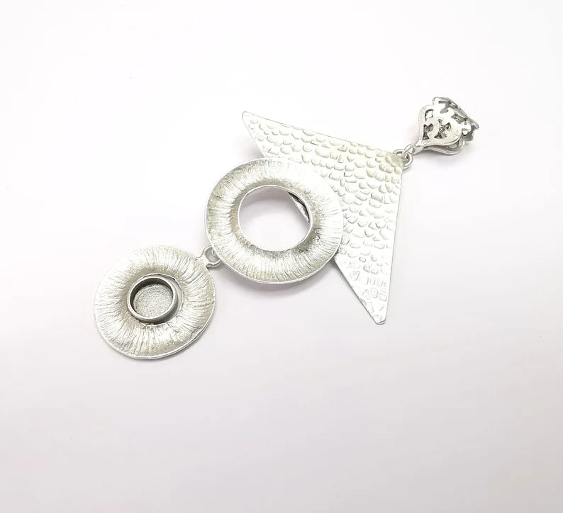Silver Pendant Blank, Cabochon Bezel, Locket Pendant Base, inlay Mountings, Resin Necklace, Antique Silver Plated Brass (8mm blank) G35027