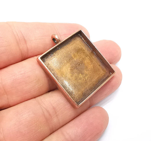 Copper Pendant Blank, Cabochon Bezel, Locket Pendant Base, inlay Mountings, Resin Necklace, Antique Copper Plated Metal (29mm blank) G35028