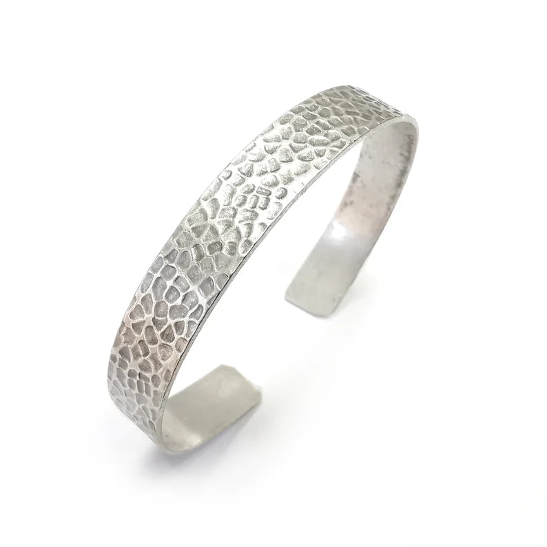 Hammered Bracelet Bezel Cuff Blank Mountings Bangle Base Setting Antique Silver Plated Brass Adjustable Bracelet (10mm) G34848