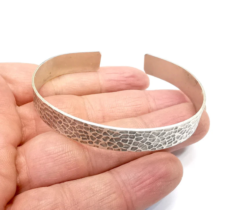Hammered Bracelet Bezel Cuff Blank Mountings Bangle Base Setting Antique Silver Plated Brass Adjustable Bracelet (10mm) G34848