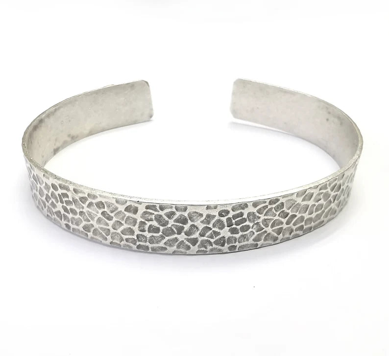 Hammered Bracelet Bezel Cuff Blank Mountings Bangle Base Setting Antique Silver Plated Brass Adjustable Bracelet (10mm) G34848