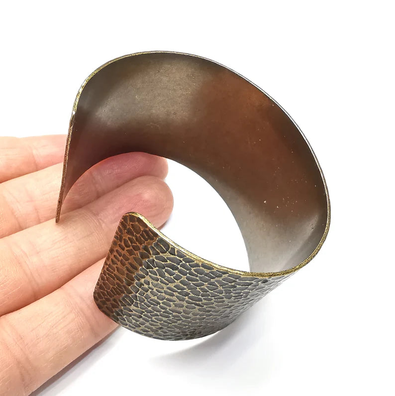 Hammered Bracelet, Cuff Blank, Bracelet Base, Antique Bronze Plated, Brass Adjustable Bracelet (40mm) G35065