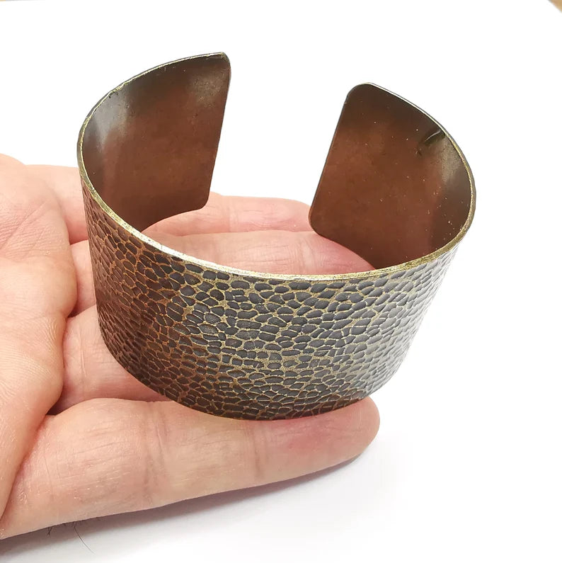 Hammered Bracelet, Cuff Blank, Bracelet Base, Antique Bronze Plated, Brass Adjustable Bracelet (40mm) G35065