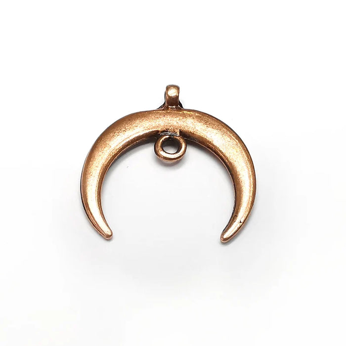Crescent Moon Charms, Dangle Charms, Ethnic Earring Charms, Copper Rustic Pendant, Necklace Parts, Antique Copper Plated 27mm G35066