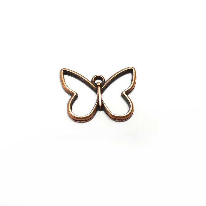 5 Butterfly Wing Charms, Animals Charms, Ethnic Earring Charms, Copper Rustic Pendant, Necklace Parts, Antique Copper Plated 21x15mm G35071