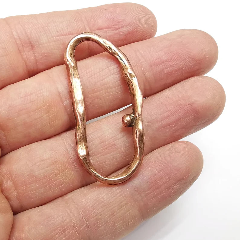 Hammered Oval Findings, Dot Oval Hoops, Antique Copper Plated (48x22mm) G34880