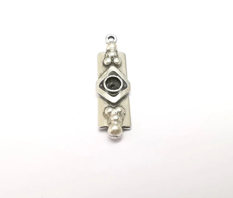 2 Silver Boho Charms, Love Charms, Dangle Earring Charms, Silver Pendant, Necklace Parts, Antique Silver Plated 36x10mm G35077