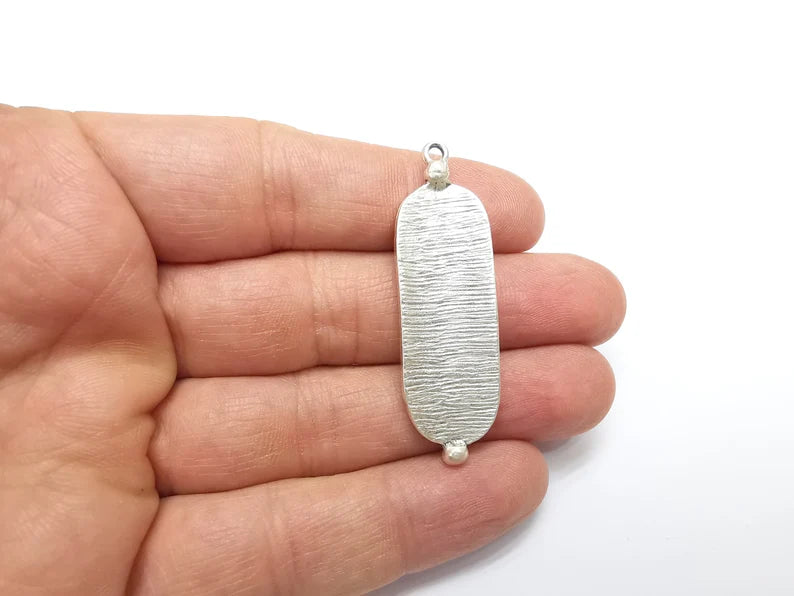 2 Silver Dangle Charms, Boho Charms, Stalactite Charms, Earring Charms, Silver Pendant, Necklace Parts, Antique Silver Plated 51x16mm G35089