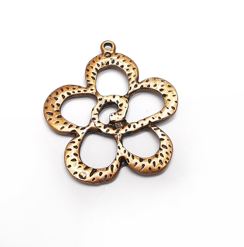 Flowers Charms, Daisy flower Charms, Rose Charms, Antique Copper Plated Plants Charms (44x38mm) G34885