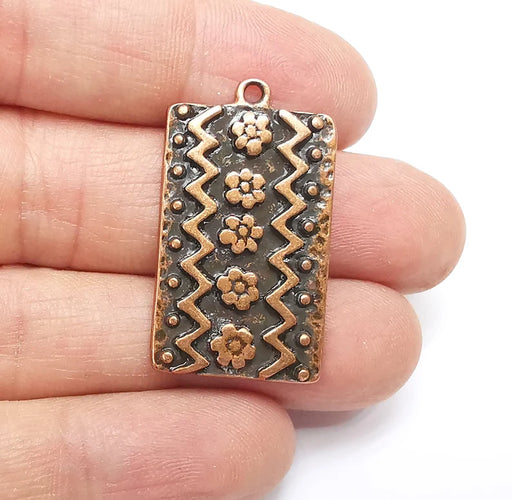 Copper Mystic Charms, Baroque Charms, Ethnic Earring Charms, Copper Rustic Pendant, Necklace Parts, Antique Copper Plated 35x20mm G35093