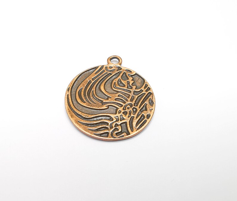 Copper Boho, Mystic Charms, Baroque Charms, Ethnic Earring Charm, Rustic Pendant, Necklace Parts, Antique Copper Plated 39x33mm G35105