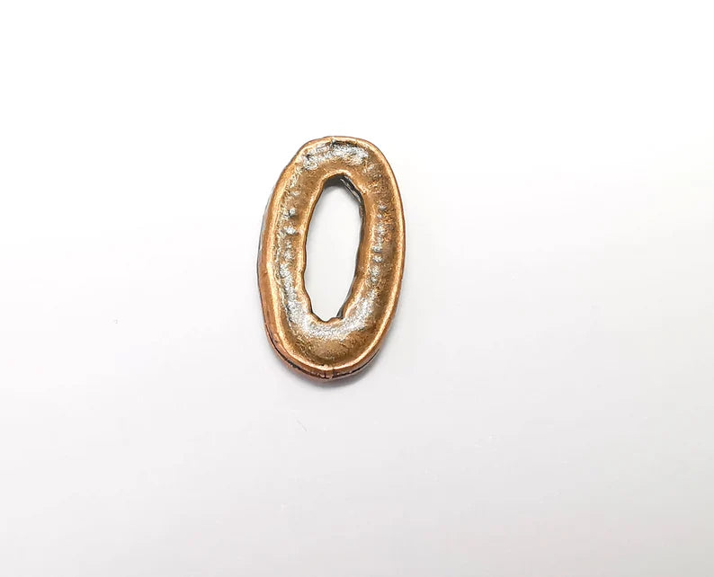 5 Copper Circle Connector, Jewelry Parts, Hammered Bracelet Component, Antique Copper Finding, Antique Copper Plated (25x13mm) G35108