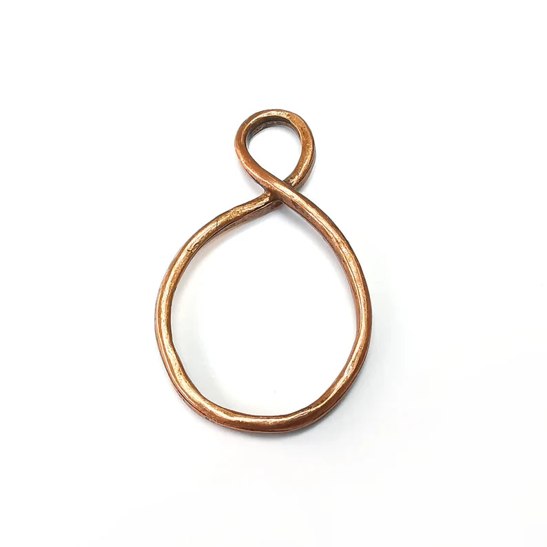 Copper Infinity Charms, 8 Charms, Frame Connector, Earring Charms, Copper Pendant, Necklace Parts, Antique Copper Plated 54x31mm G35114