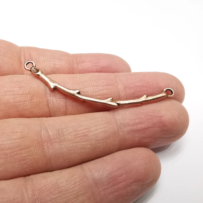 Branch Connector, Curved Stick Bar, Antique Copper Connector, Antique Copper Plated Pendant (58mm) G34886