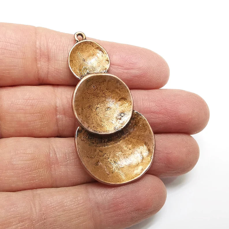 Disc Charms, Cup, Curved Charms, Antique Copper Plated (55x28mm) G34907