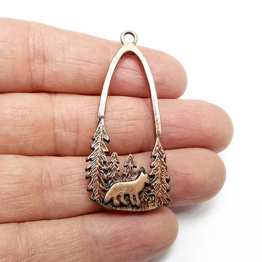 Fox Charms, Wolf Charms, Forest Charms, Antique Copper Plated Charms (54x24mm) G34928