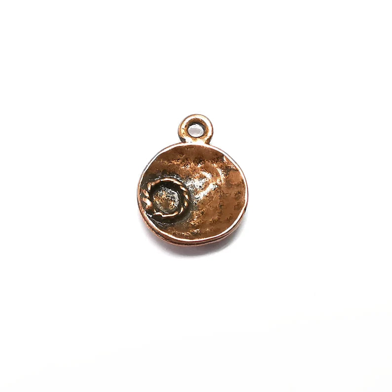 Disc Charms, Hammered, Disc Charms, Antique Copper Plated Charms (17x13mm) G34930