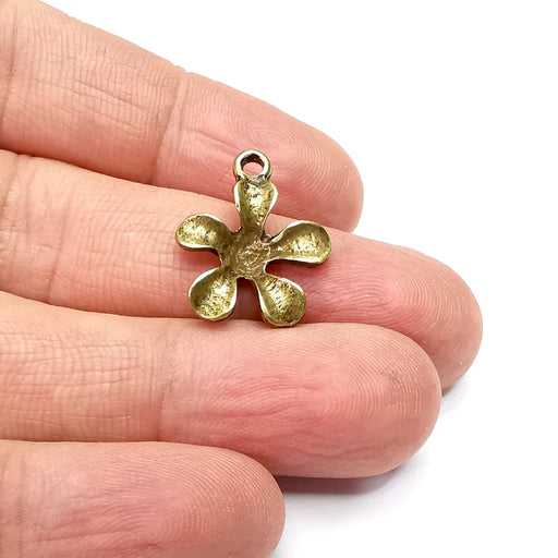 2 Flower Charms, Blossom, Antique Bronze Plated Charms (21x17mm) G34957