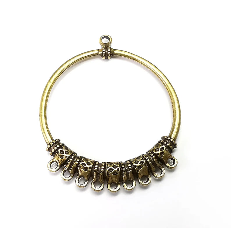 Circle Connector, Multi Hole Earring Parts, Spacer, Antique Bronze Plated Dangle Charms (55x45mm) G26681